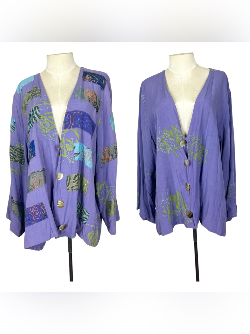 Reversible jacket artsy festival One Size shell buttons lagenlook oversized